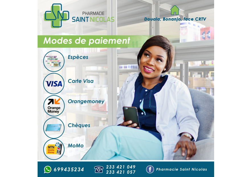 Quels moyens de paiement offrent la pharmacie saint nicolas ?